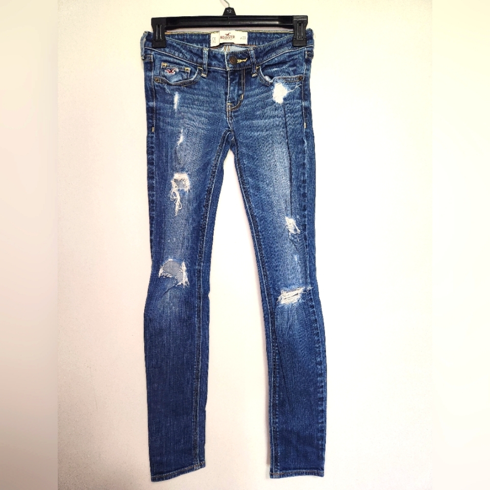 Hollister Skinny Jeans blue Wash Destroyed Denim Size 00 W23